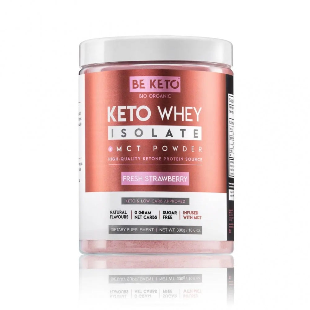 Keto Whey Isolat + MCT Ferske Jordbær 300G sweetmood