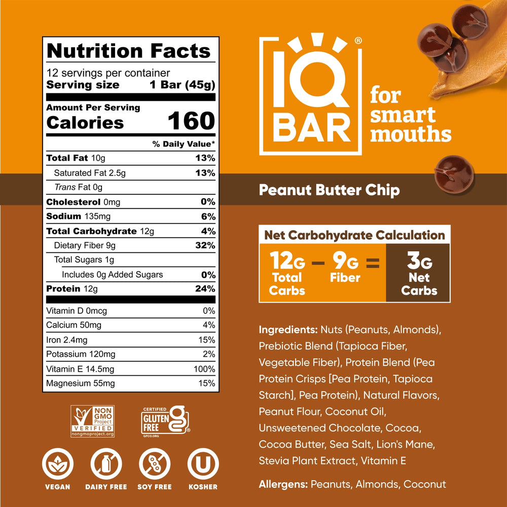 
                  
                    IQBAR - Peanut Butter Chip Proteinbar x 24 bars
                  
                