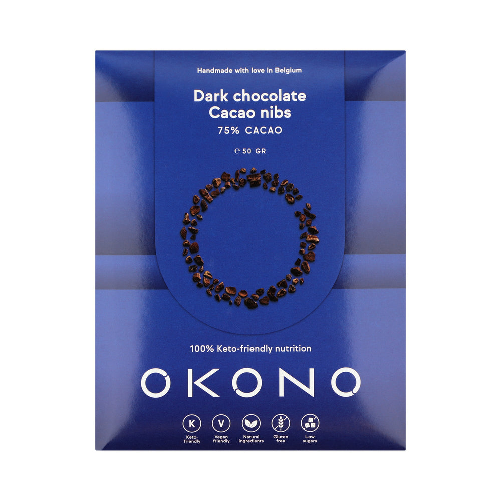 OKONO - Sukkerfri mørk sjokolade med kakao nibs(50g)