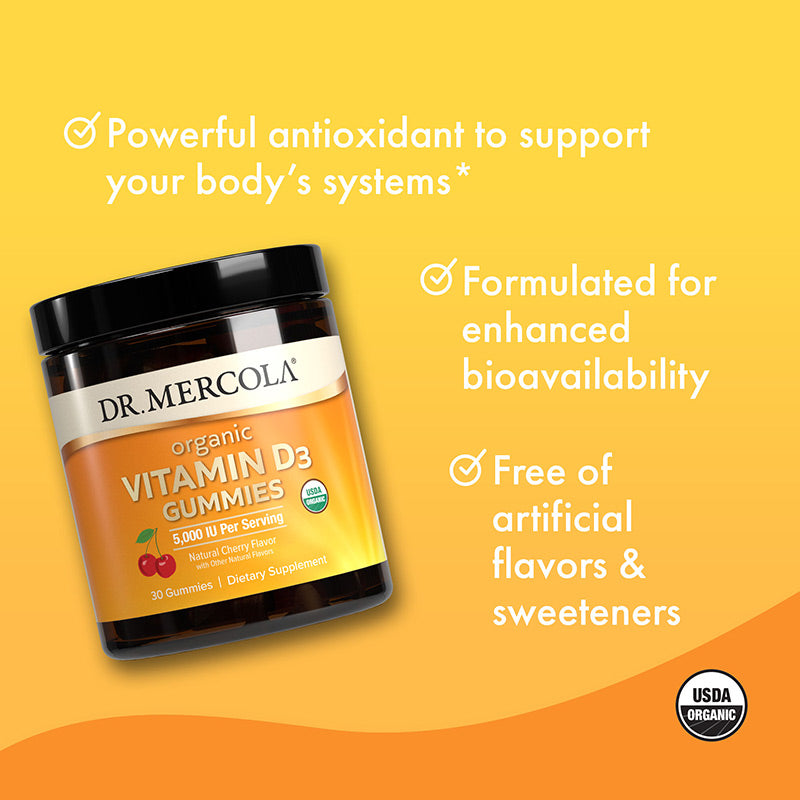 
                  
                    Dr. Mercola – Økologisk Vitamin D3 Gummies - Cherry (for barn)
                  
                
