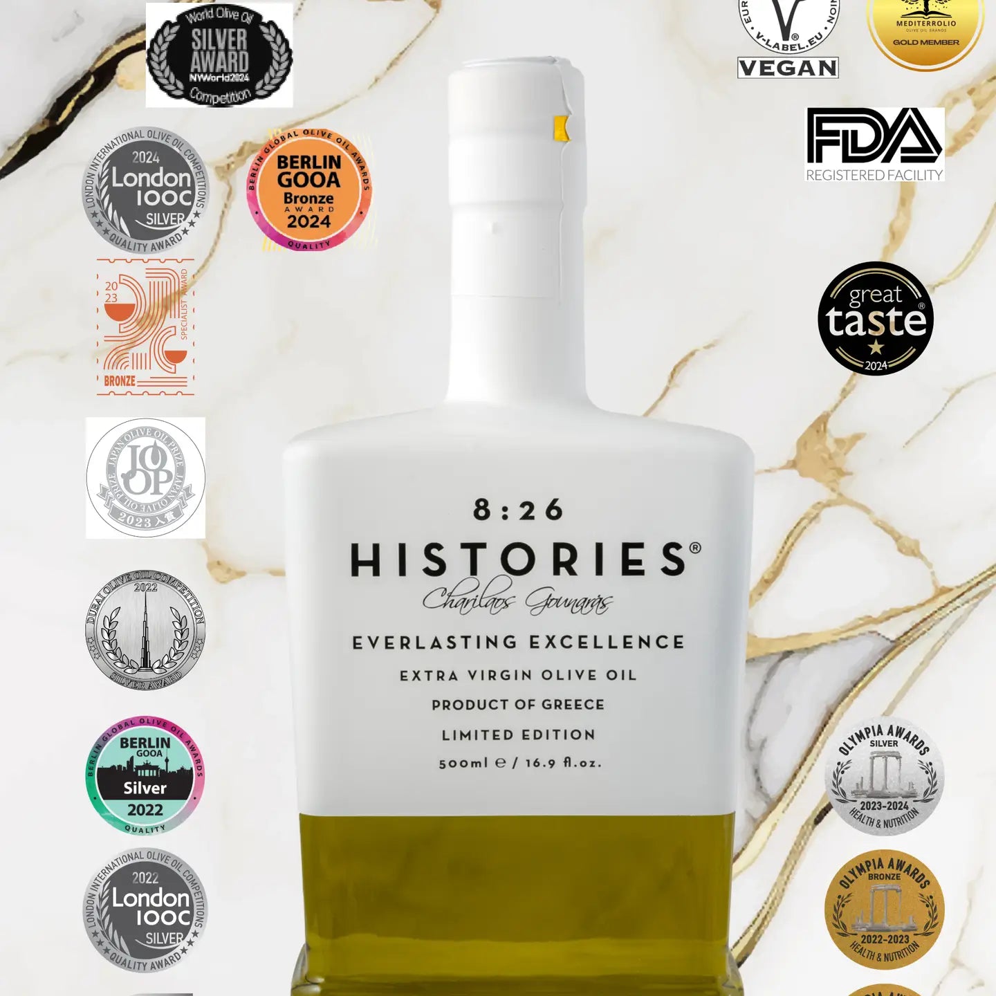 
                  
                    8:26 Histories Evoo Superior Luxury Edition Extra Virgin olivenolje, 500ml
                  
                