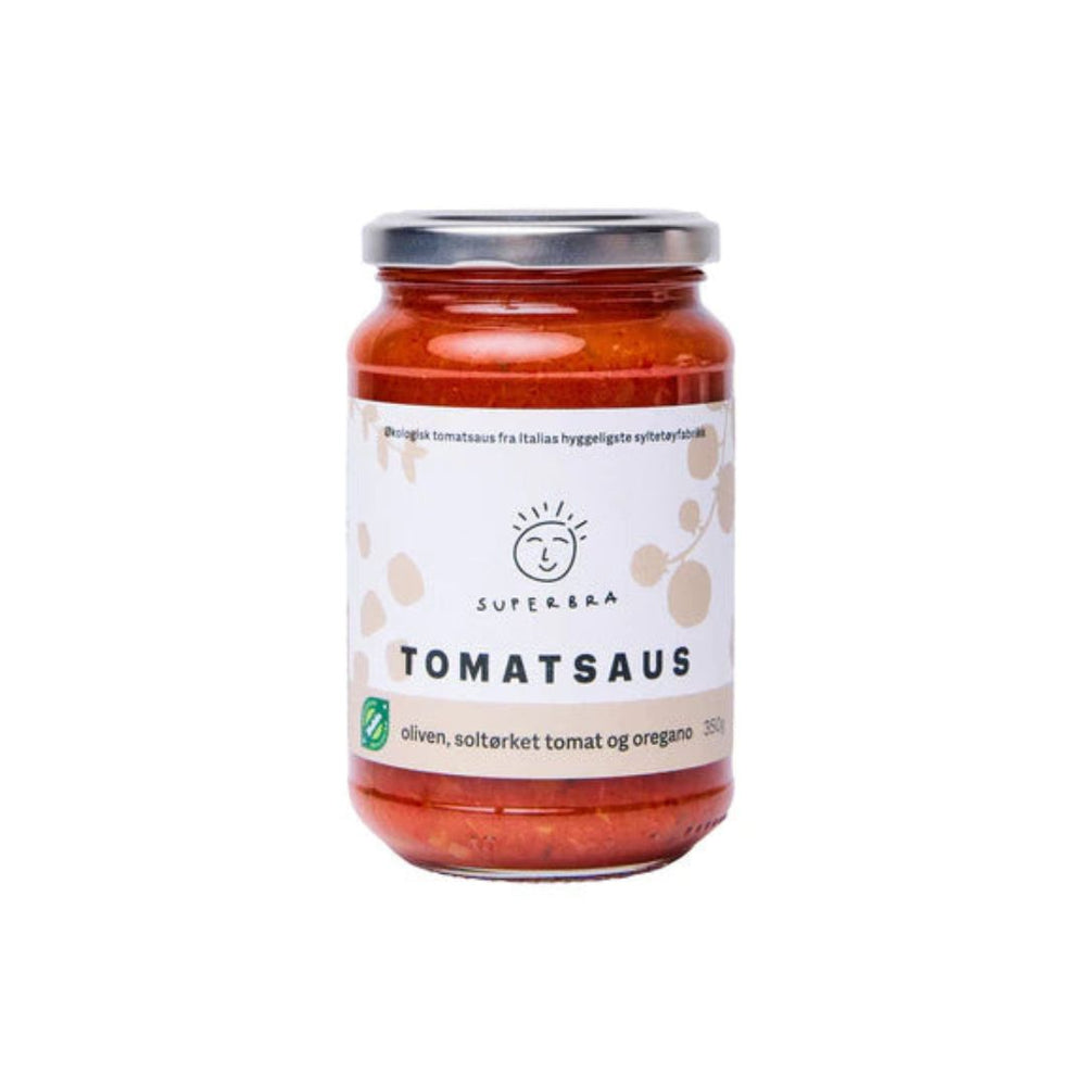 Økologisk Tomatsaus  Oliven, soltørket tomat og oregano, 350 g