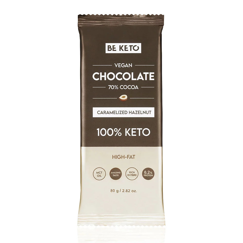 Vegansk Keto-Sjokolade + MCT-Olje – Caramelized Hazelnut 80g