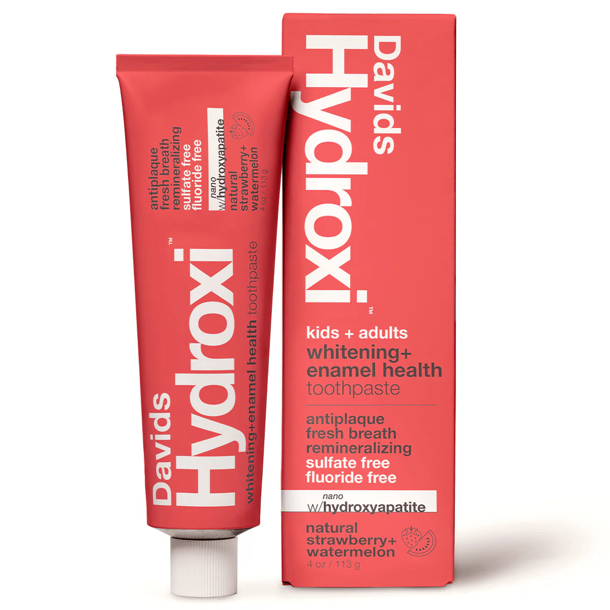 
                  
                    Davids Hydroxi™ Whitening + Enamel Health, tannkrem med nano-hydroksyapatitt, for barn og voksne / jordbær og vannmelon
                  
                