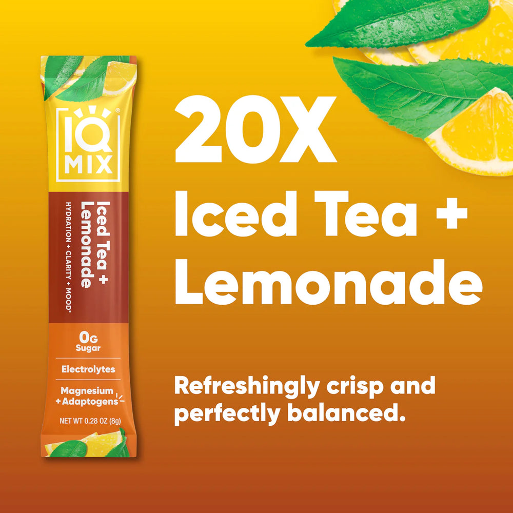 
                  
                    IQMIX elektrolytter - Brain + body hydration- Iced Tea + Lemonade (20 Sticks)
                  
                