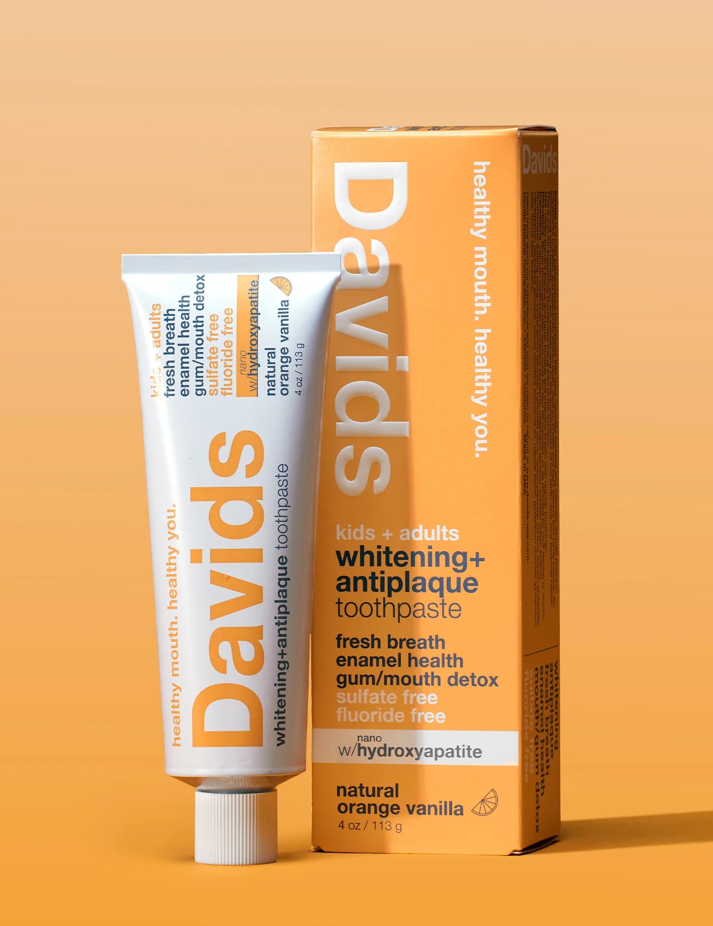 
                  
                    Davids Hydroxi™ kids + adults nano-hydroxyapatite premium toothpaste / orange vanilla
                  
                