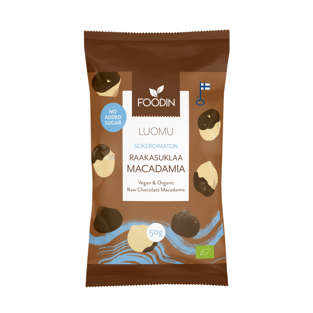 Raw Chocolate Macadamia, uten tilsatt sukker, økologisk, 50g