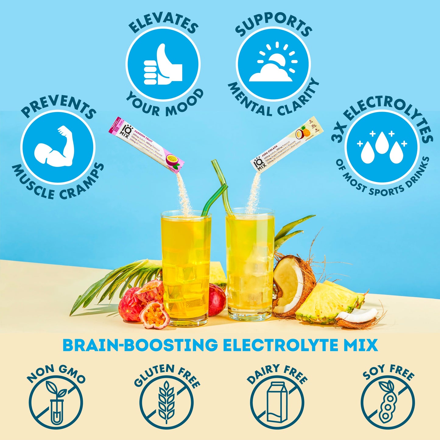 
                  
                    IQMIX elektrolytter - Brain + body hydration mix - Tropical Pack (20 Sticks)
                  
                