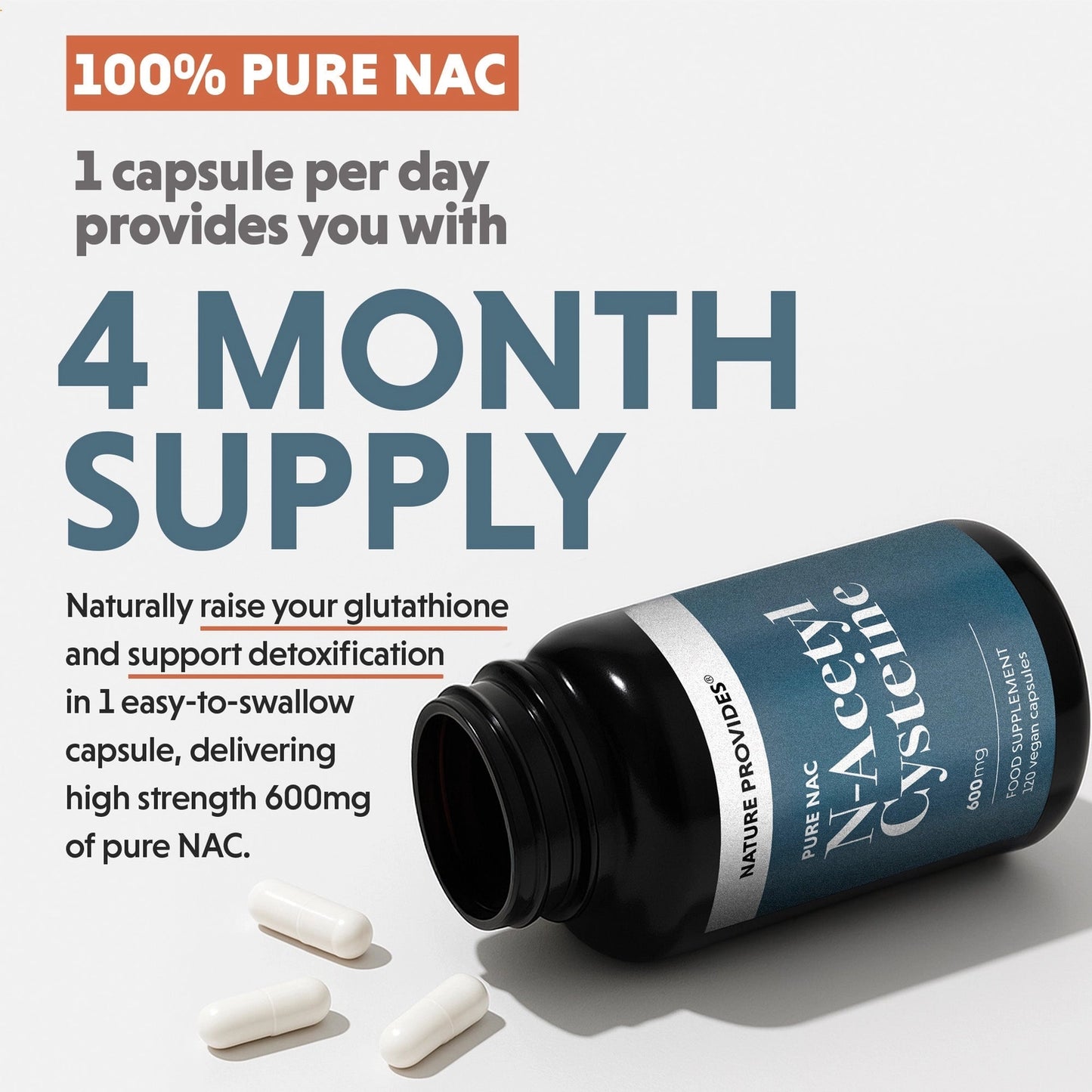 
                  
                    NAC N-Acetyl Cysteine (Free-form and 100% Pure) 120 kaps
                  
                