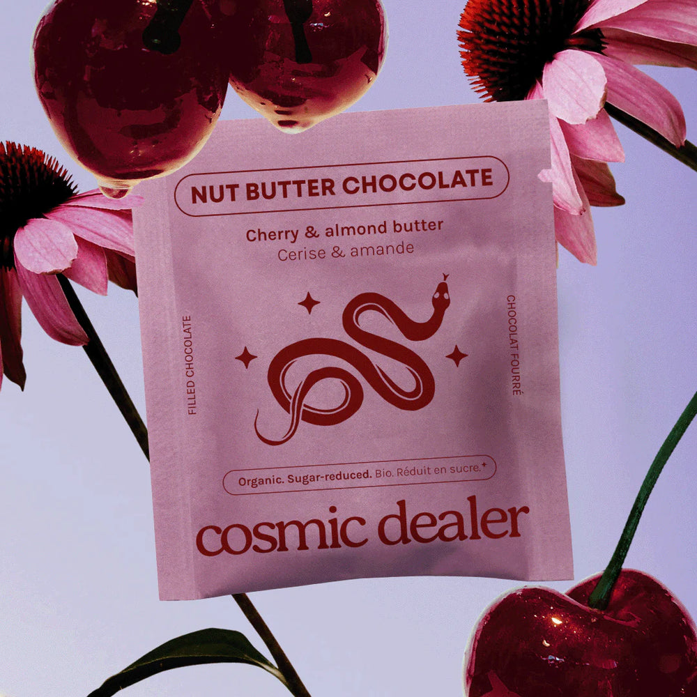 Cosmic Dealer Chakra Chocolate - kirsebær & mandelsmør (20g singel)
