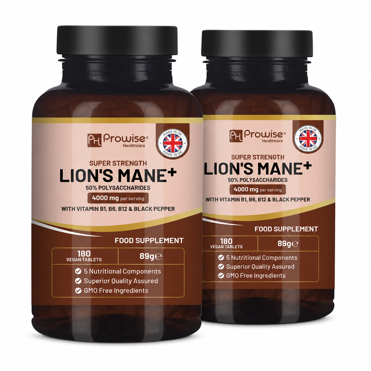 
                  
                    - Pakketilbud! 2 pack Lions Mane Mushroom - 4000mg med Vitamin B12
                  
                