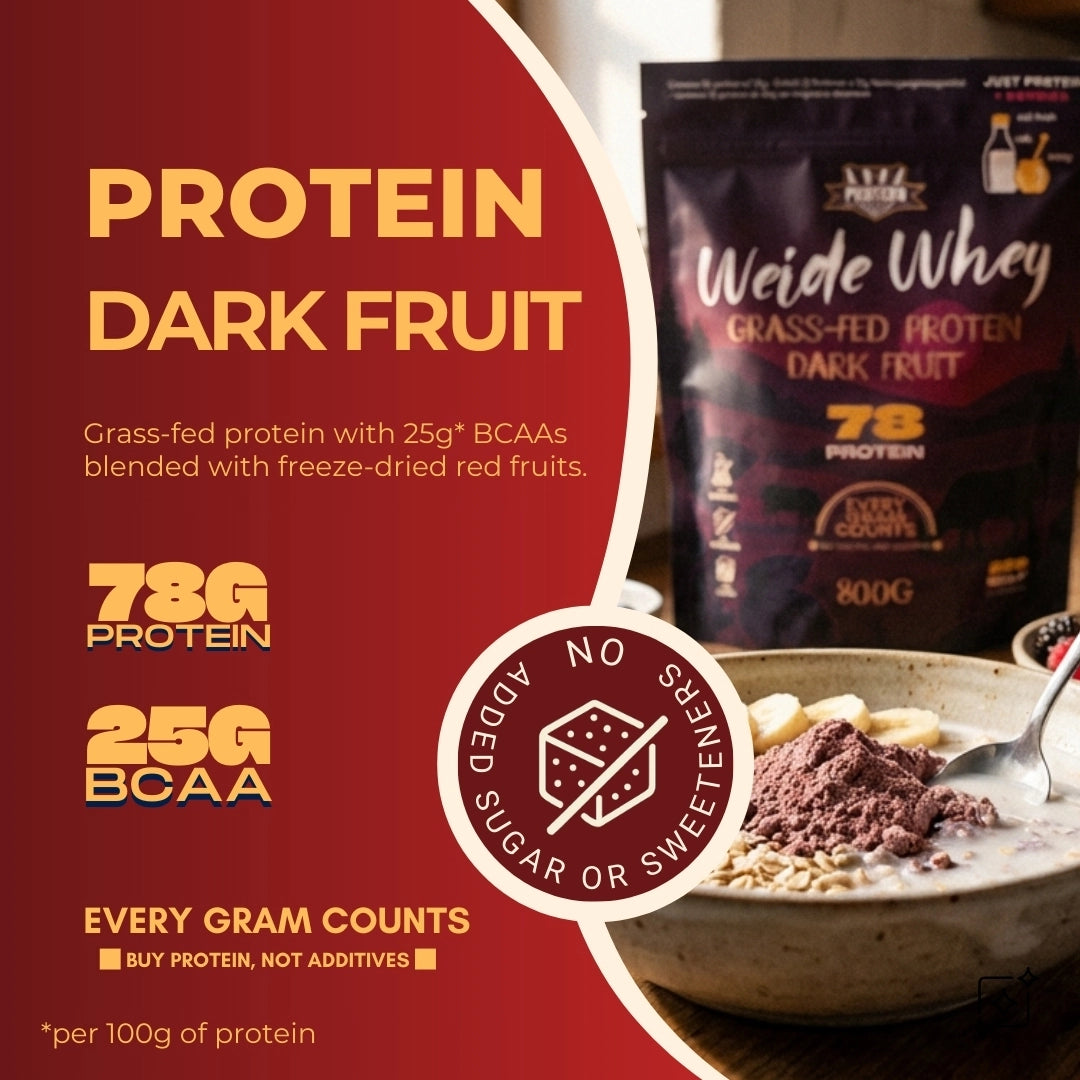 
                  
                    Grass-Fed Whey Protein - Dark Fruit 800g
                  
                