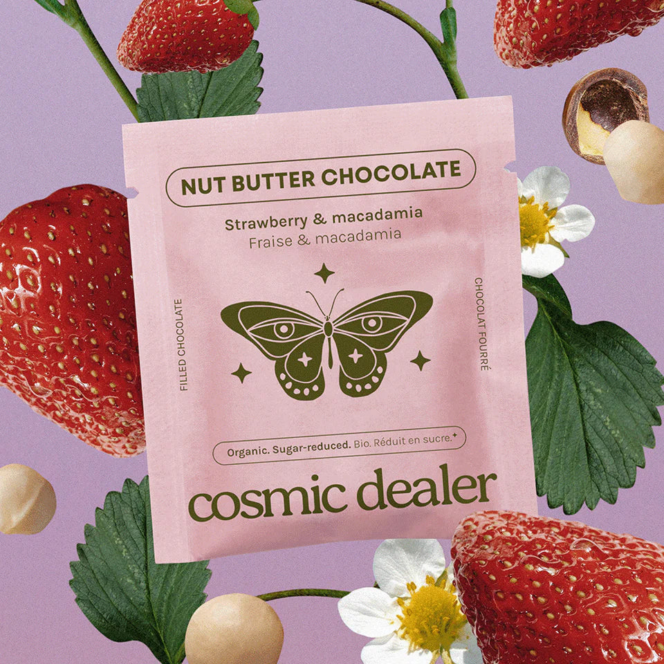Cosmic Dealer - Chakra Chocolate  -Jordbær & Makadamia (20g singel)